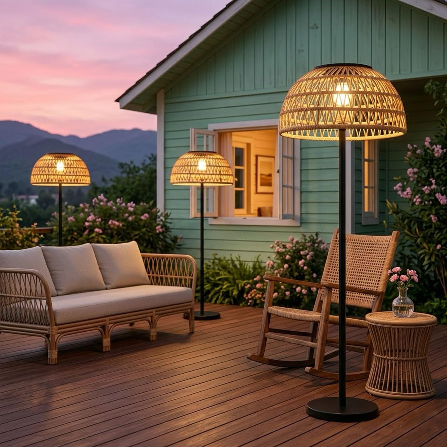 Beige Solar Outdoor Floor Lamp - Solar Lamp 评论和价格
