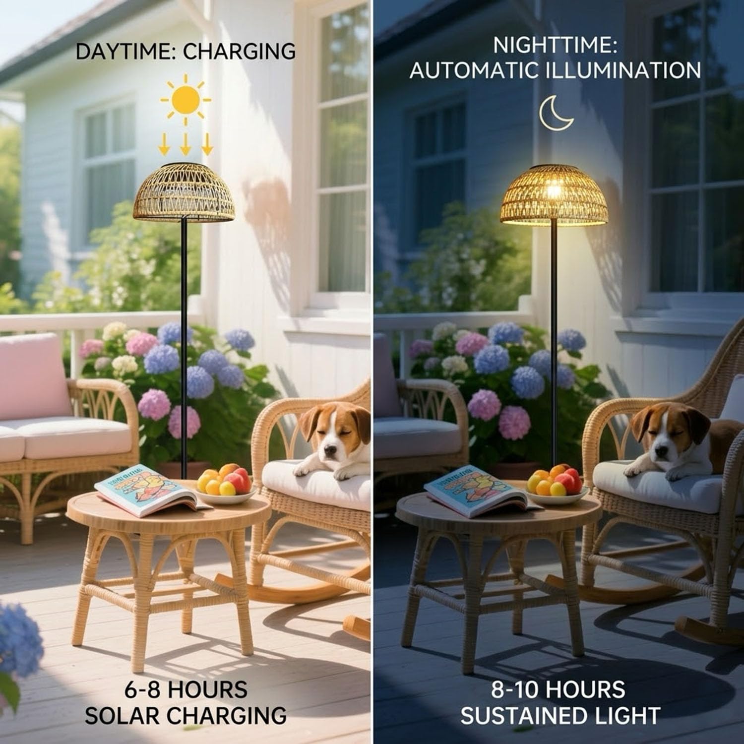 Beige Solar Outdoor Floor Lamp - Solar Lamp 评论和价格