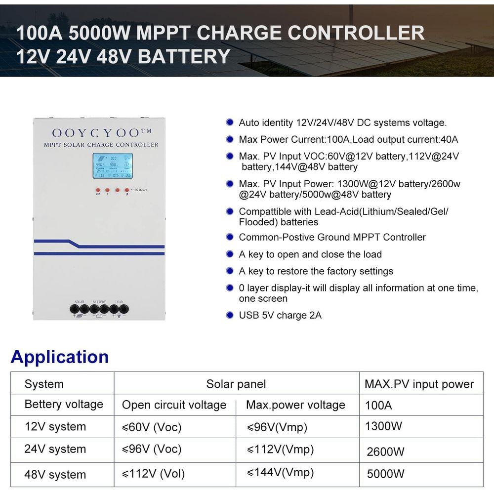 100 Amp MPPT Solar Charge Cont - Solar Panel 评论和价格