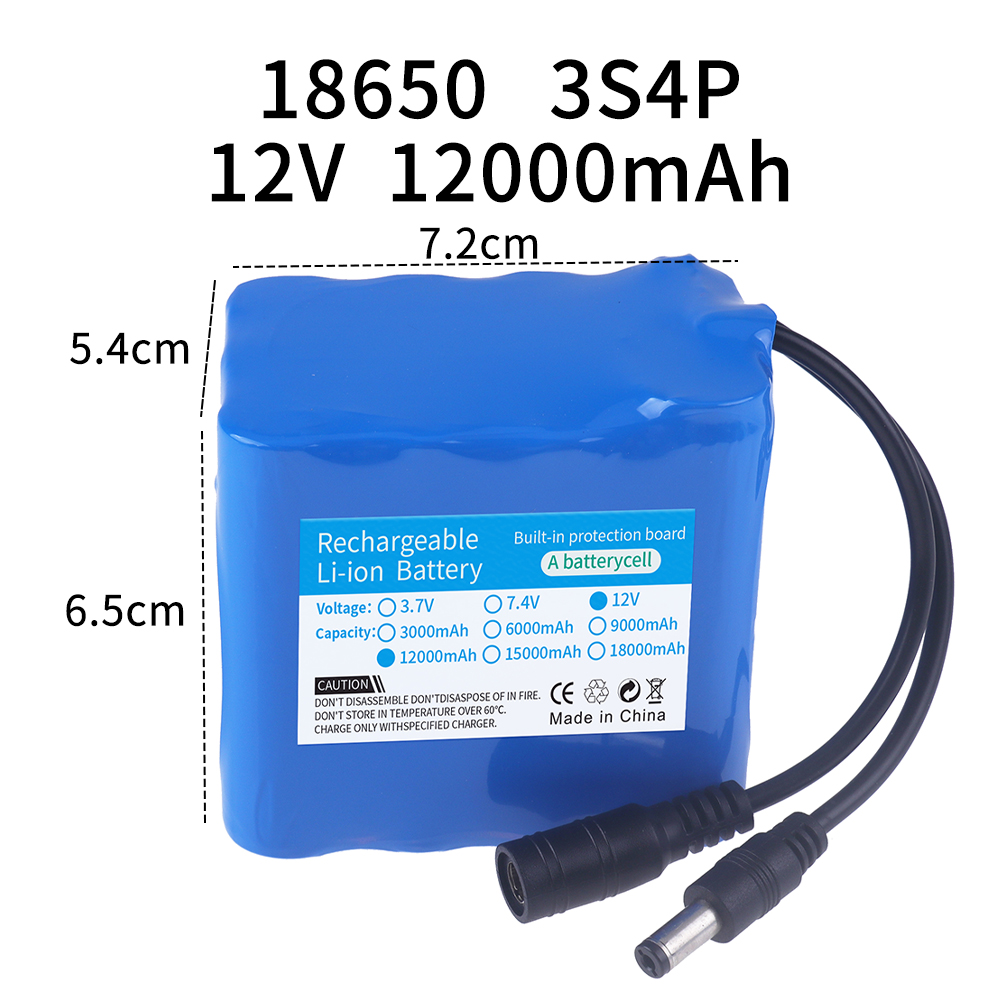 12V 12000mah Battery 3S4P Real - Lithium Battery 12V 评论和价格